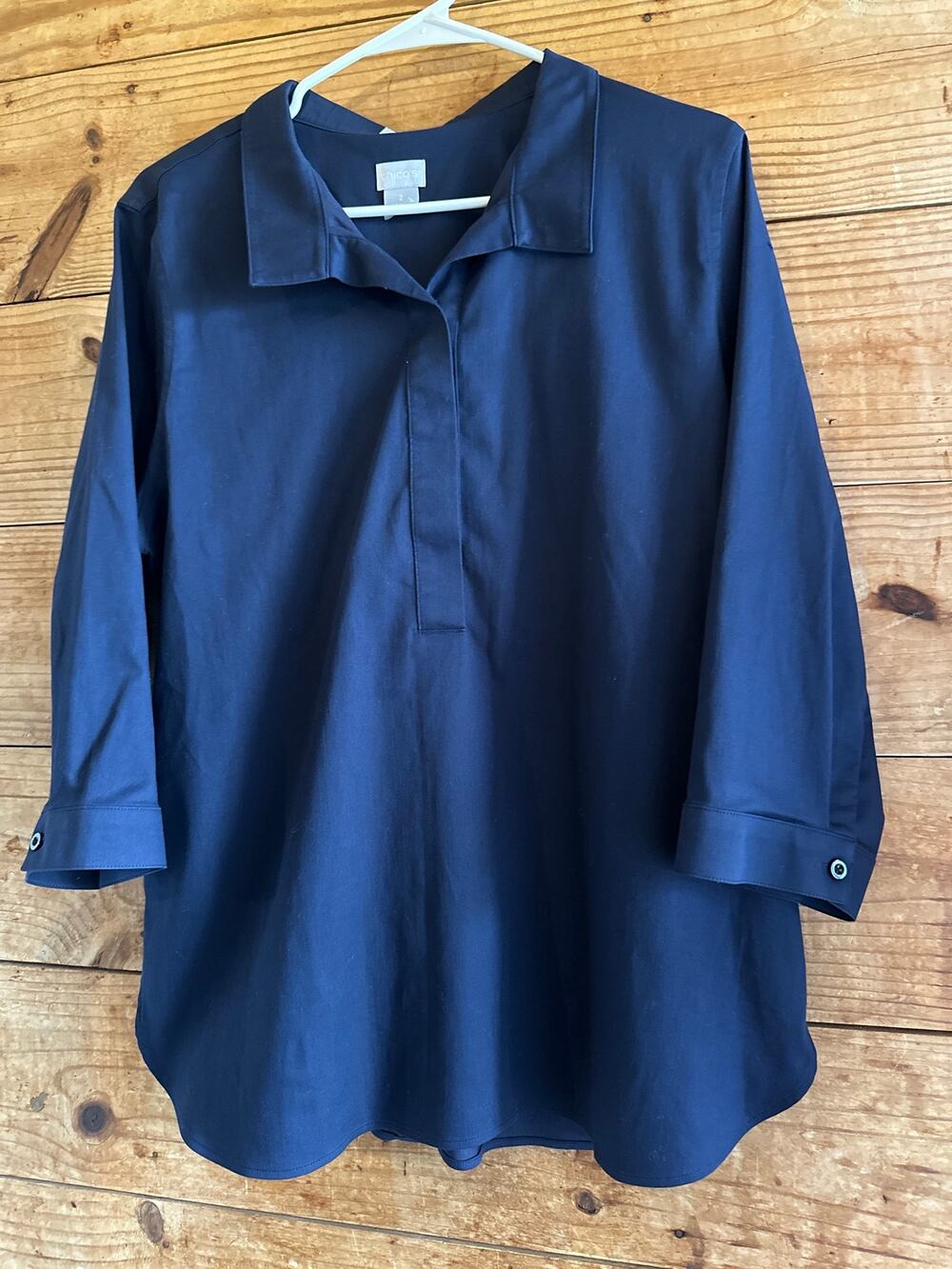 Chicos Navy Blue Office Work Attire Top